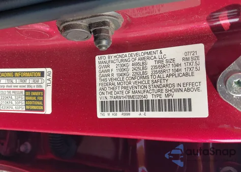 2021 Honda Cr-V Se из США, поврежденный, VIN 7FARW1H78ME020540